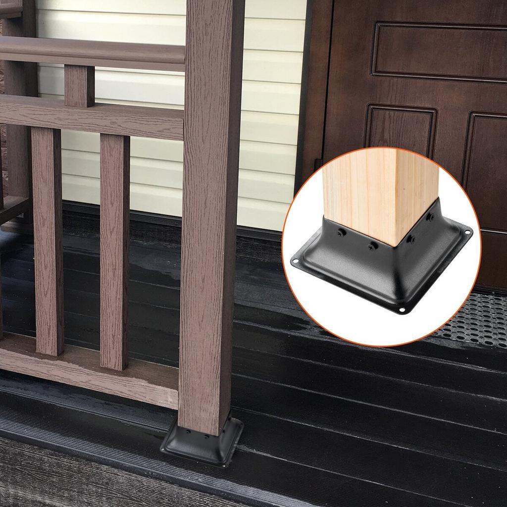 101.6x101.6mm Post Base 4Pcs, Internal 91x91mm Heavy Duty Powder-Coated Steel Post Bracket Fit for Standard Wood Post Anchor, Decking Post Base for