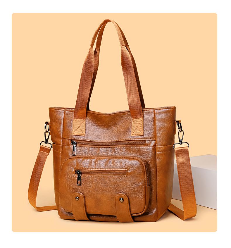 Винтажная сумка для мамы из мягкой кожи 2025: Вместительная повседневная сумка-тоут и кроссбоди