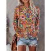Women's 3d Circle Color Print T-shirt Fashion Long Sleeve Round Neck Regular Top Holiday Weekend Spring and Autumn