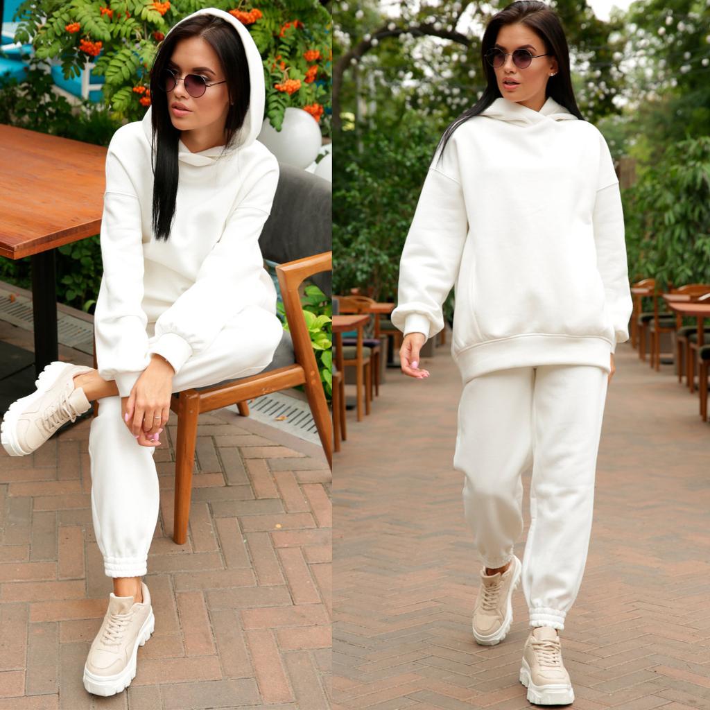 Women's Sets Autumn and Winter Fashion Solid Color Loose Hooded Sweatshirt Casual Trousers Two-piece Set