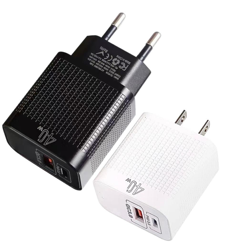 Двухпортовое зарядное устройство 40 Вт (A+C) для Type-C с PPS/VOOC, Поддерживает сверхбыструю зарядку