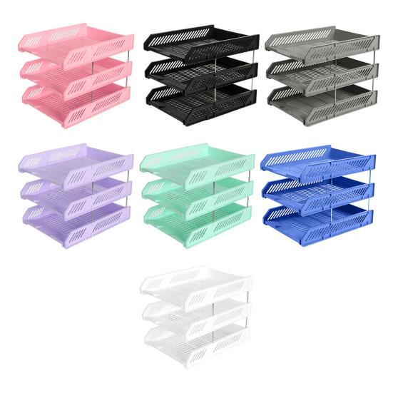 3 Tier Stackable Letter Tray Desk Paper Organizer Plastic File Document Storage Rack for Home Office School