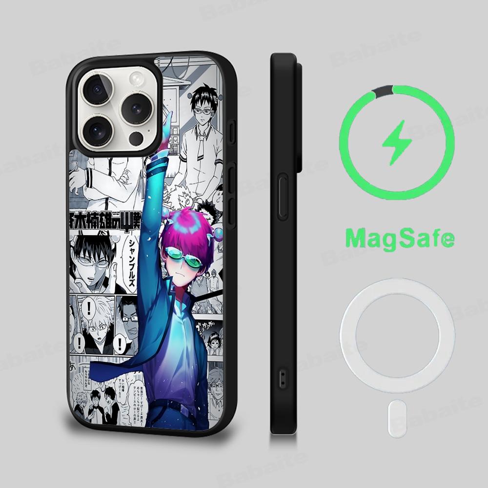 Чехол для телефона Saiki Kusuo No Psi Nan Магнитный чехол для iPhone 16 14 13 12 11 15 Pro Max Plus Для Magsafe Беспроводная зарядка Чехол