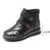 2025 Winter Genuine Leather Shoes Women Snow Boots Warm Plush Flat Non-slip Mother Shoes Black Plus Size 42