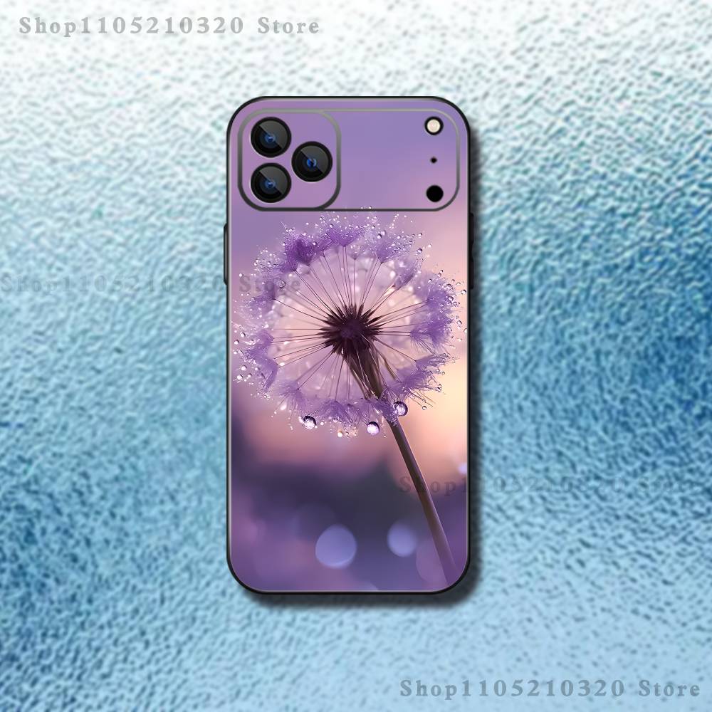 Dandelion Art Phone Case For iPhone 17,16,15,14,13,12,11,Pro Max,XSX,,XR,SE,Mini,8,7,Soft Silicone Black Cover