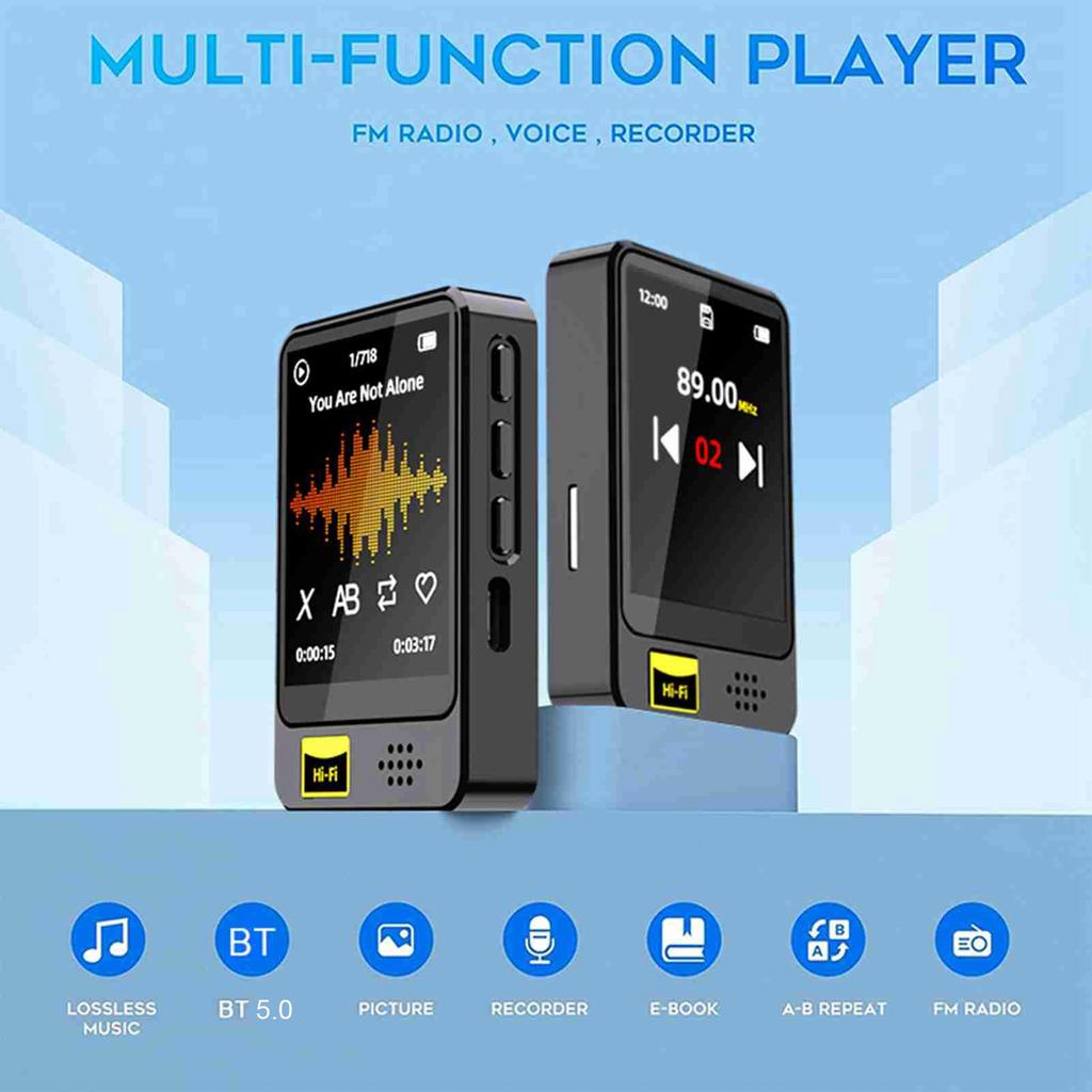 USB Аудиоплеер Hi Fi MP3-плеер Мини MP3 MP4-плеер с динамиком BT USB-зарядка Подходит для спорта и путешествий Музыка