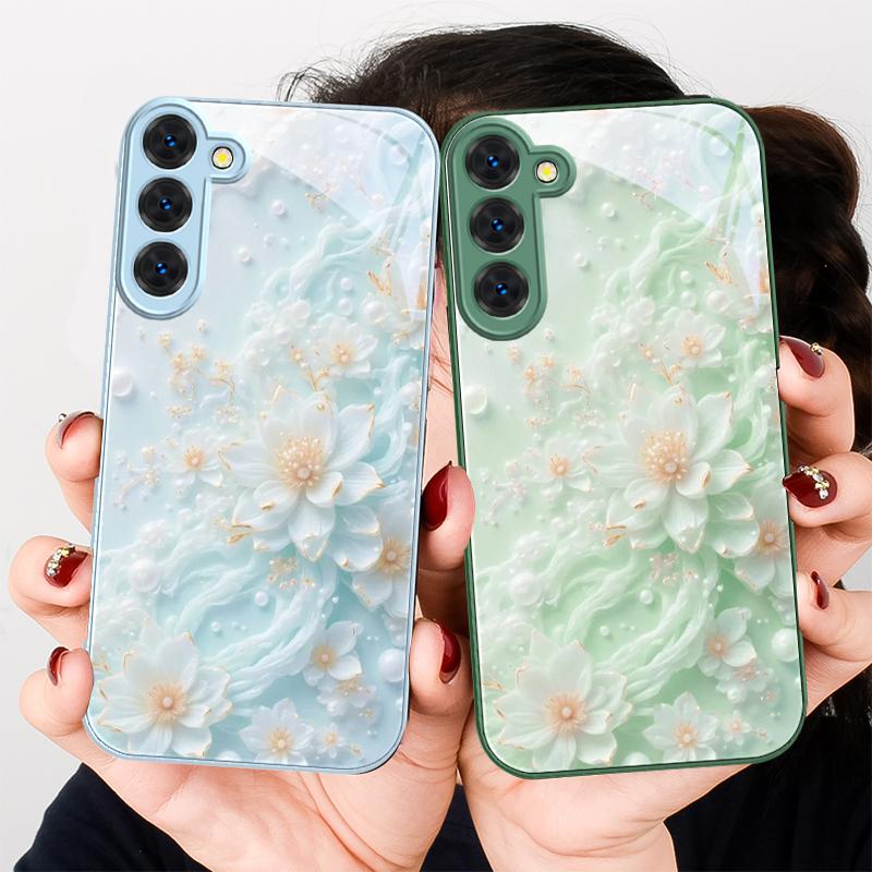 Красивые белые цветы Для Samsung S26 S22 S8 S9 S10 S20 Ultra S21 Pro S22 Plus S23 FE S24Ultra S25 Edge S24+ Стеклянный чехол для телефона