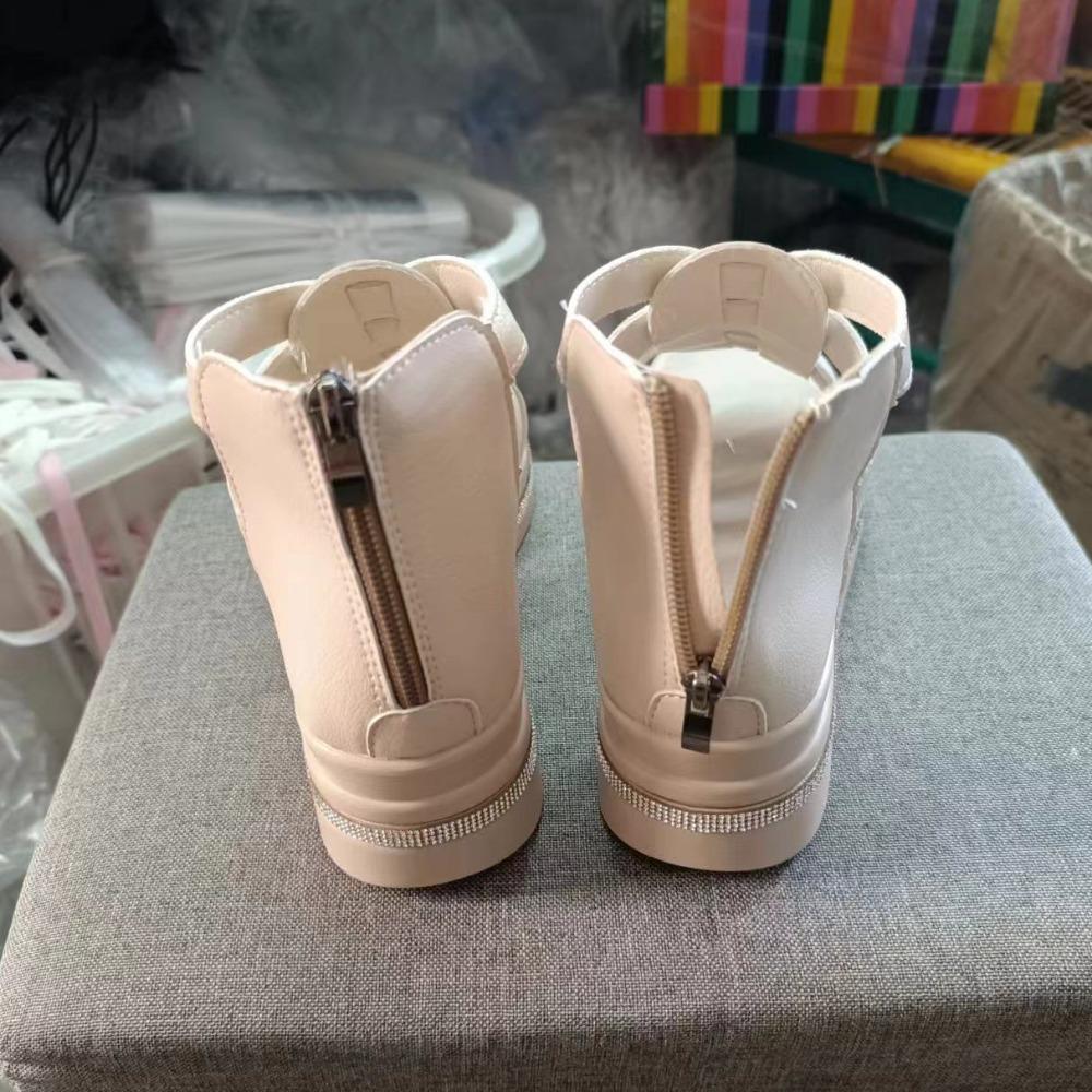 Женские сандалии, летние модные повседневные пляжные сандалии на римской платформе с открытым носком, большие размеры 35-43, сандалии на высоком каблуке