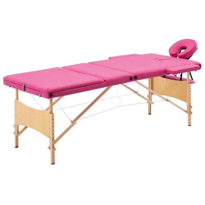 Table de massage pliable 3 zones Bois Rose