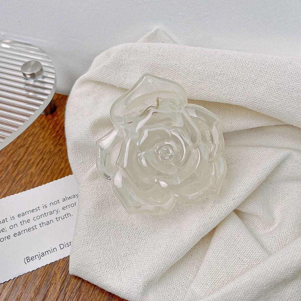 Fashion Design Retro Rose Hair Claw Transparent Acrylic Hair Claw Flower Hair Clip  Beach Vacation