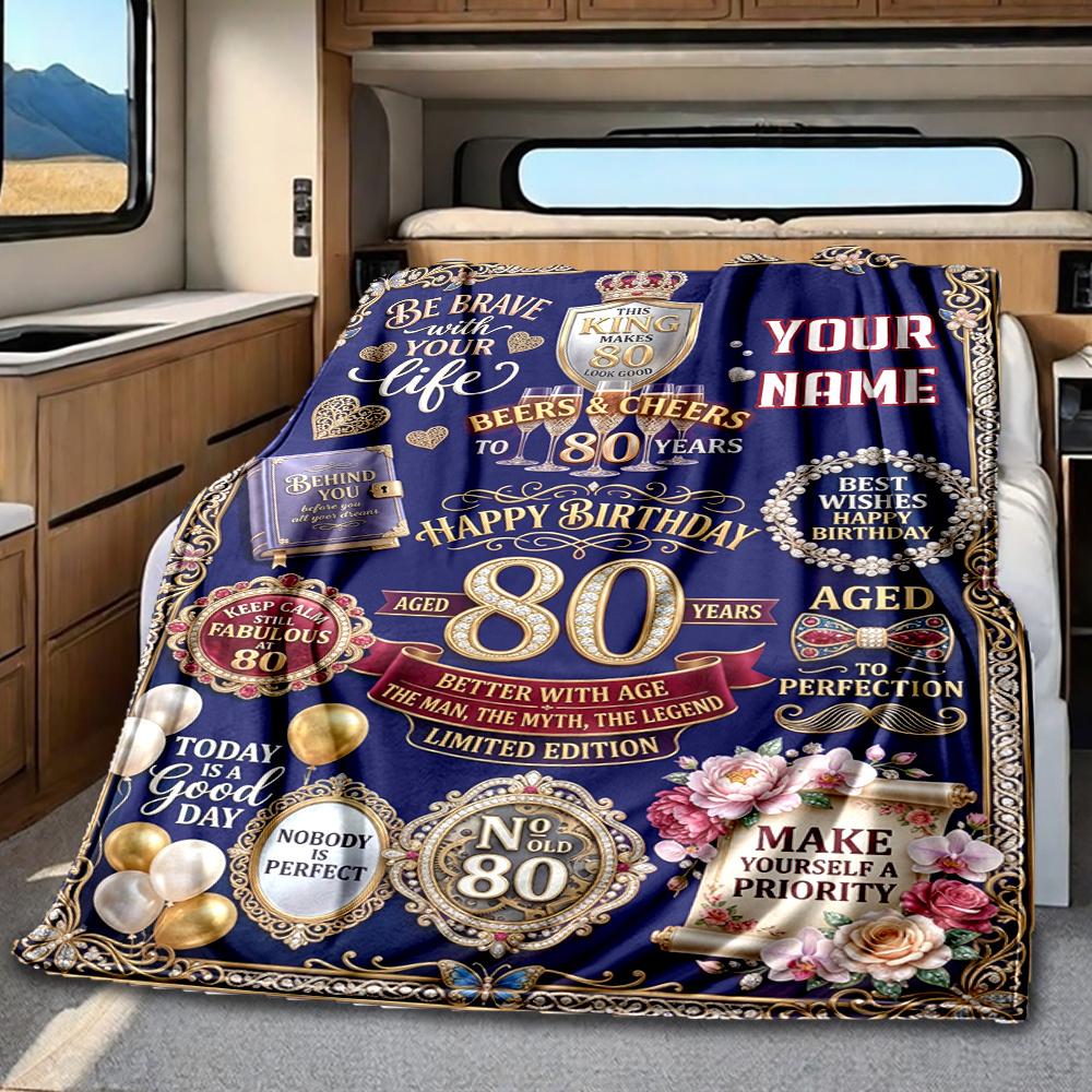 Happy 80Th Birthday Throw Blanket Soft Cozy Perfect For Sofa Couch Office Bed Picnics For All Occasions Cozy Home Lovers Unique Gift For Family And