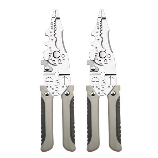 Multifunctional Wire Stripper Crimper Cable Cutter Pliers with Non-Slip Handle High Strength Sharp Comfortable Grip Wire Stripping Pliers