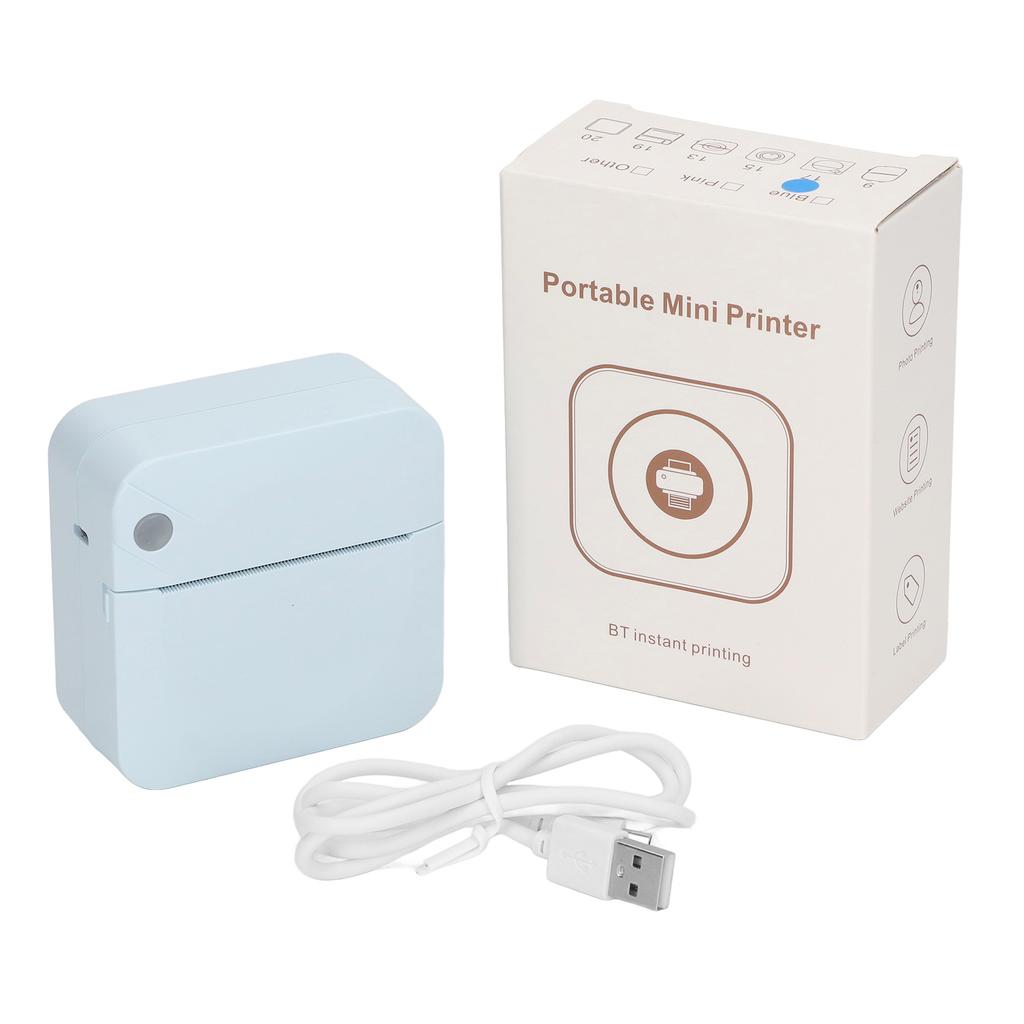 Mini Printer Student Blue Mini Pocket Portable Bluetooth Thermal Printer for Wrong Questions Notes