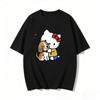 2026 Summer Hello Kitty Cartoon Printed Short Sleeve Pure Cotton Tshirts Womens Family Matching Outfits Versatile Y2k Tops Tee