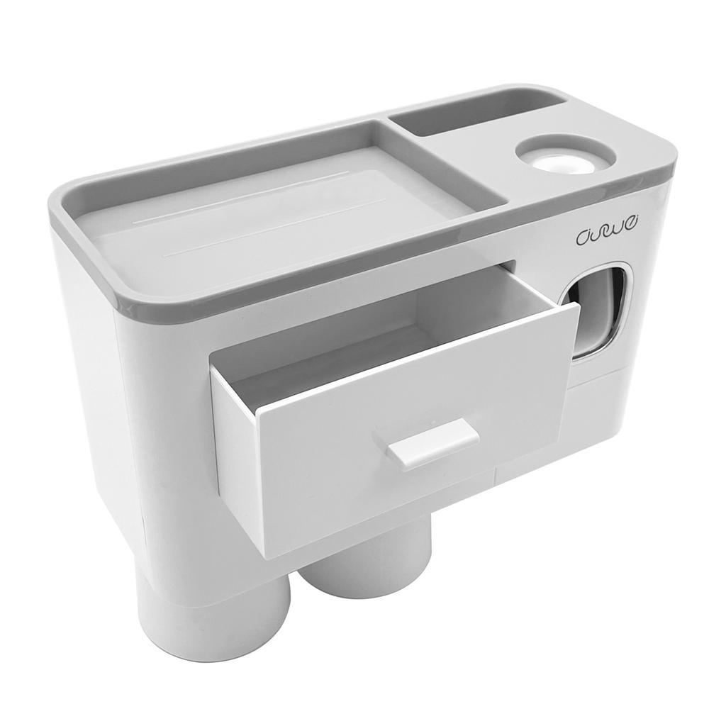 Держатель для зубных щеток в ванной комнате, настенный стеллаж для хранения в ванной комнате, двойной автоматический дозатор зубной пасты с магнитными чашками