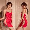 Шелковистая сексуальная ночная сорочка на шнуровке: Женский комплект нижнего белья и пижамы с боковыми разрезами