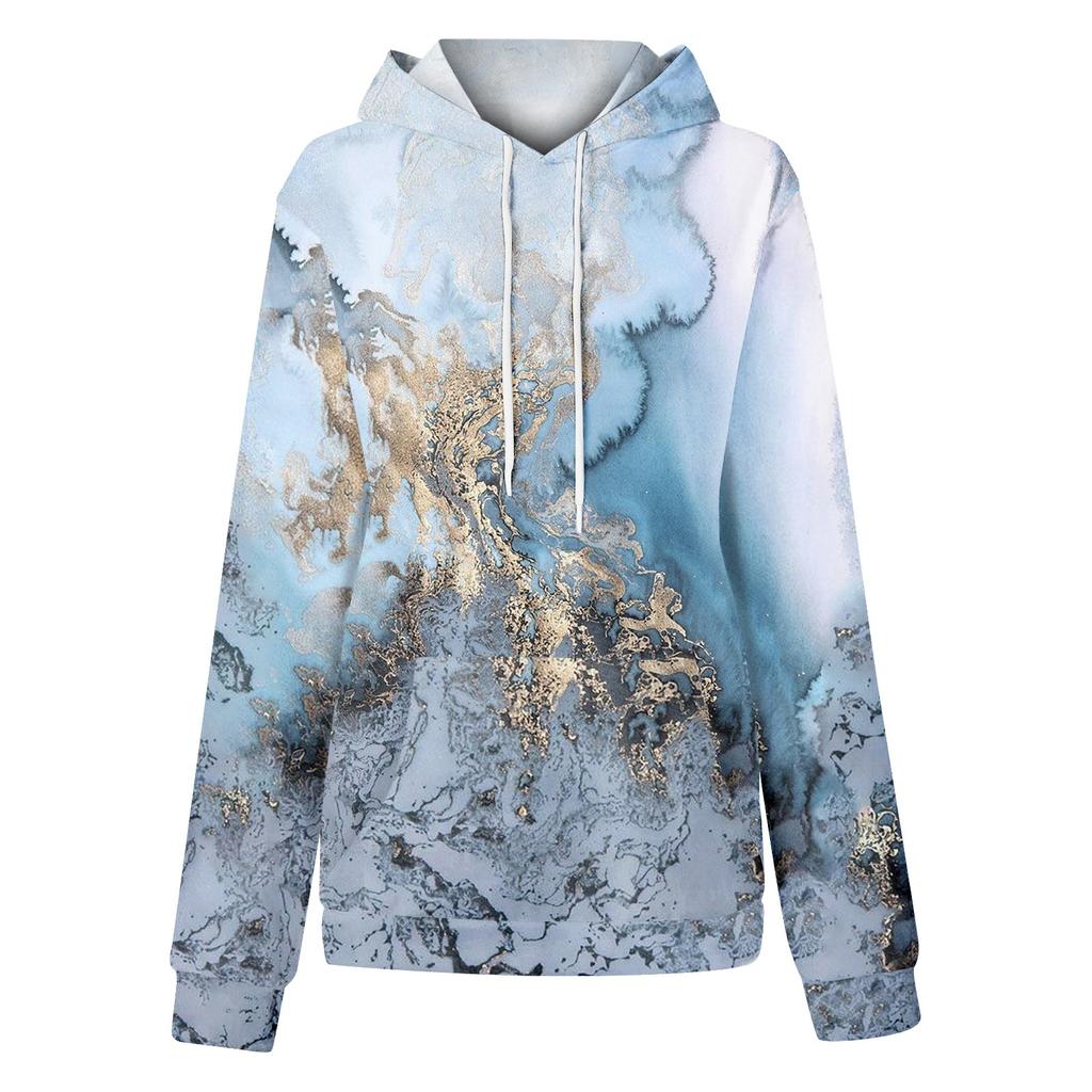 Женская мода Повседневные Универсальные Повседневные толстовки с круглым вырезом Графика Повседневные с длинным рукавом Градиент Лоскутная верхняя одежда с принтом Толстовки