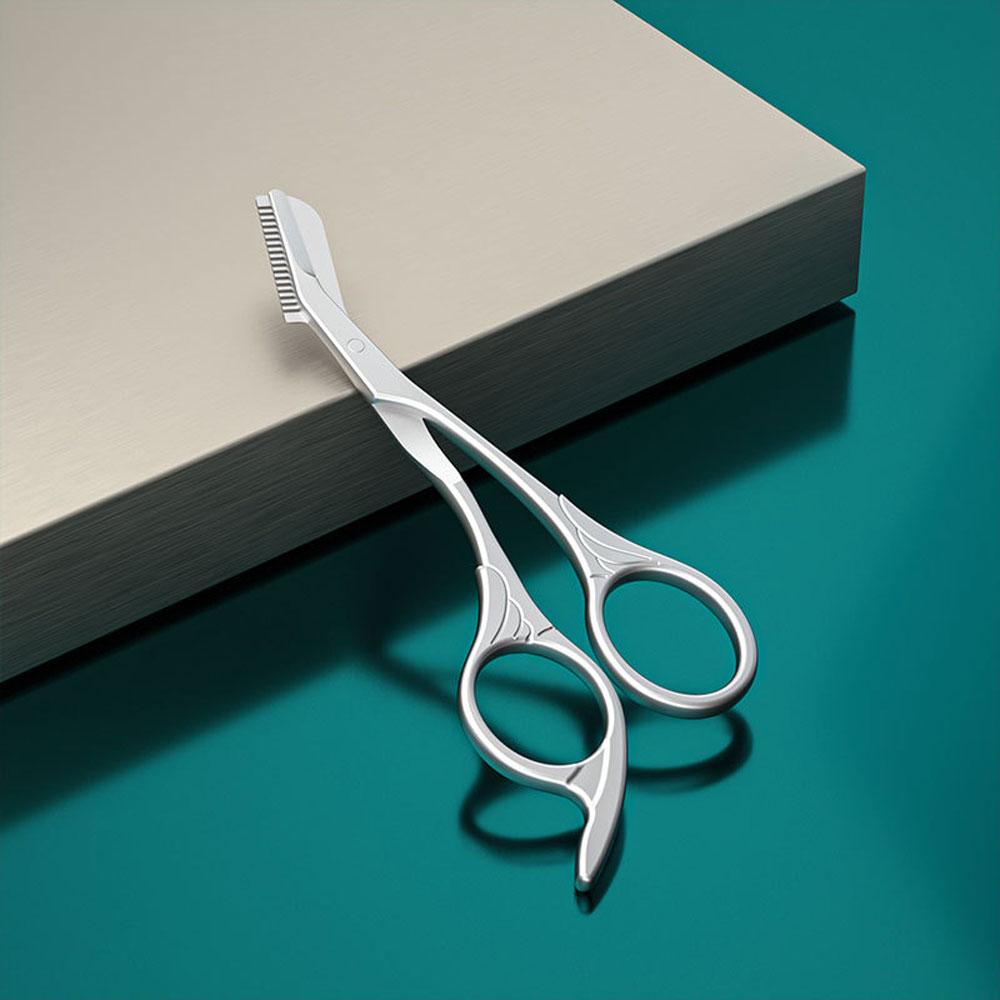 Professional Stainless Steel Eyebrow Trimmer Scissor With Comb For Women Beauty Eyebrow Shaver Makeup Tools