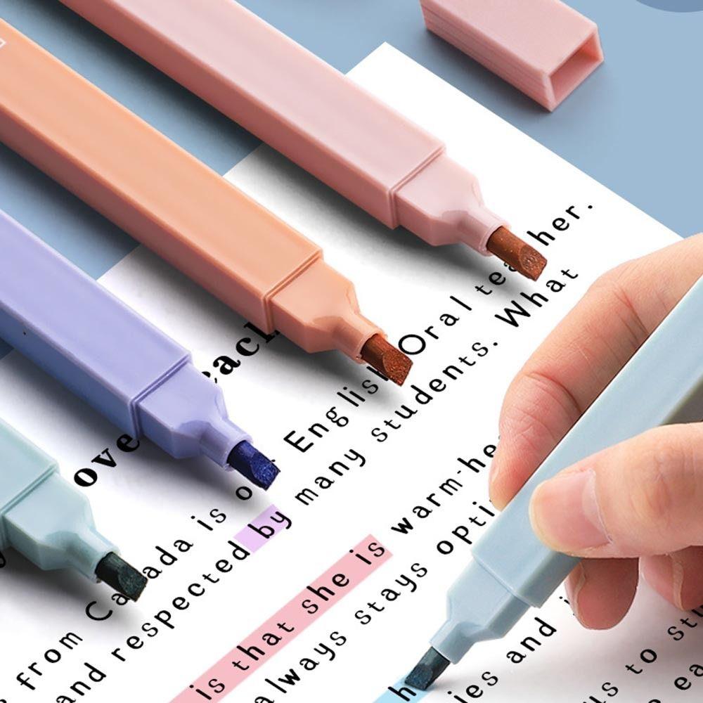 6Pcs/Set Soft Tip Pastel Highlighters Double Headed Hand Account Pens School Office Supplies