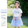 Girls' Summer Outfit Set: Refreshing T-shirt and Plaid Skirt