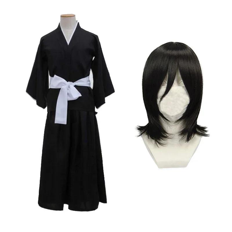Аниме BLEACH Косплей Костюм Кучики Рукия Синигами Косплей Костюм Парик Набор Хэллоуин для Женщин Мужчин Одежда