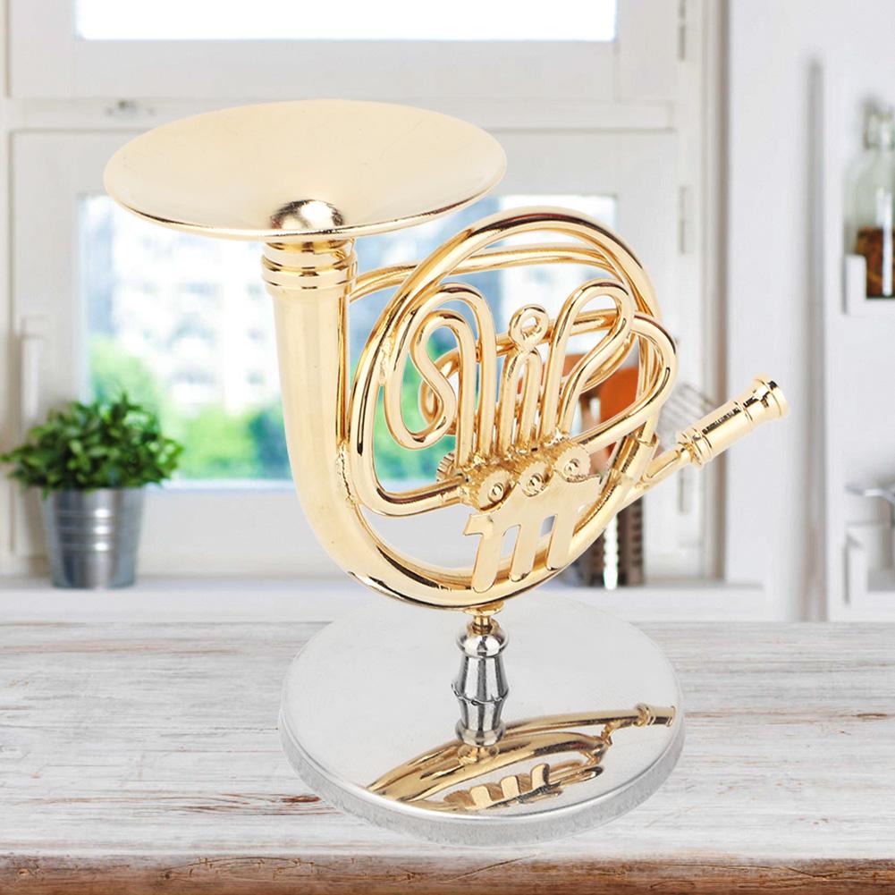 ature French Horn Delicated Golden Instrument Ornament Decoration for Music Lover