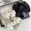 Retro French Satin Polka Dot Ruffles Hair Scrunchies High Elastic Headbands for Women Elegant Head Rope Female Fashion Hair Ties