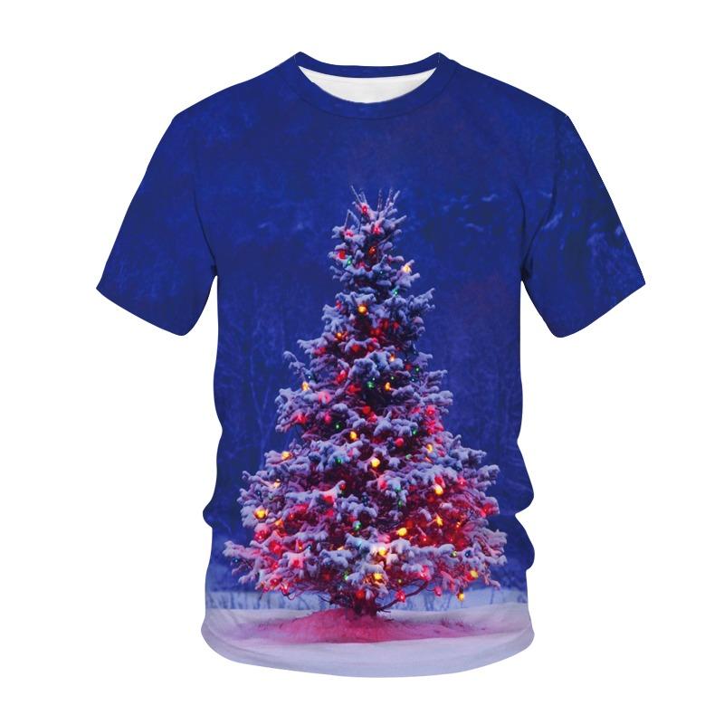 3D Print Hip Hop Santa Claus T-Shirt Men's And Women's Christmas Carnival Trend Happy New Year round Neck Short Sleeve Top