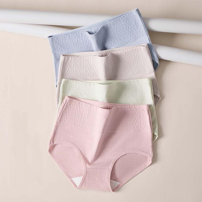 4 шт., размер M-5XL, хлопковые трусики с высокой талией, женское нижнее белье, трусы для девочек, дышащее женское белье