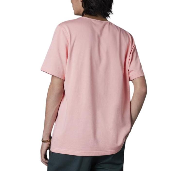 adidas Originals SS22 Трилистник в рубчик с круглым вырезом, с короткими рукавами и принтом клевера, мужские топы, розовый IB3433