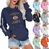 Женский модный, повседневный, удобный свитер с круглым вырезом, капюшоном, длинными рукавами и принтом в стиле регби