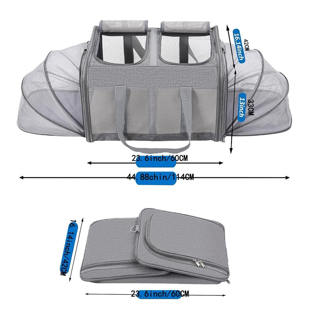 Double Cat Travel Bag Large Capacity Expandable Cat Bags Breathable Outdoor Portable Crossbody Handheld Pet Bag