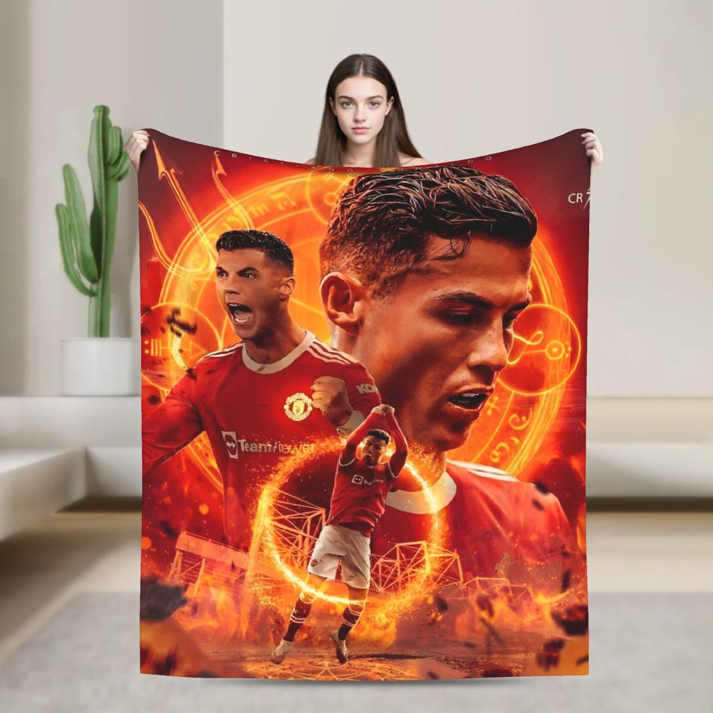 Football Legend CR7 Plush Blanket Vintage Throw Blanket for Home 125*100cm Bedspread