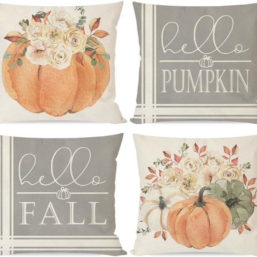 Thanksgiving New Pillow Case Autumn Pumpkin Print Letter Pillow Home Cushion Set Decoration