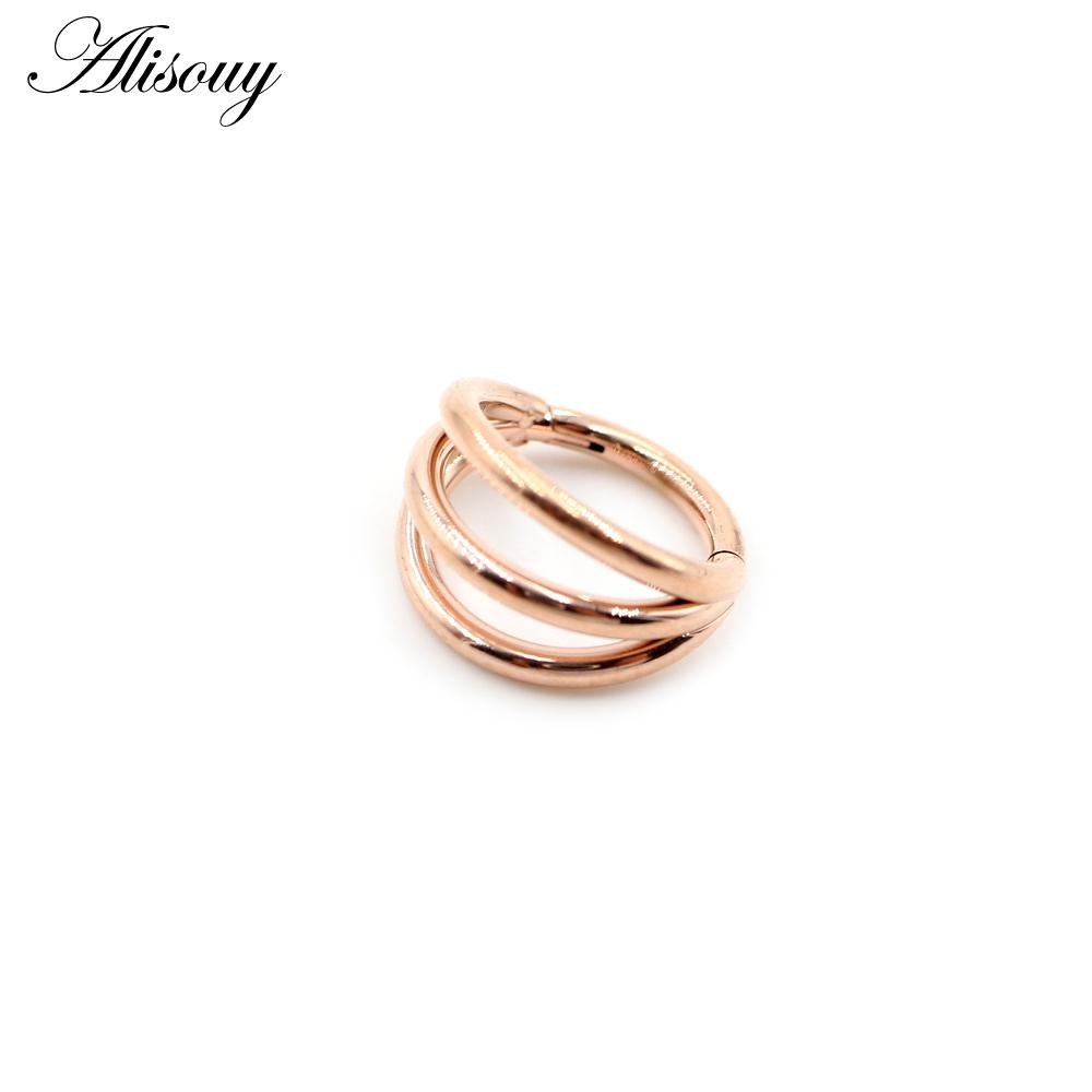 Alisouy 1 шт. Трехслойные серьги для хряща из нержавеющей стали 316L с шарнирным пирсингом для перегородки носа, кольца-кликеры, сегментные кольца