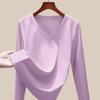 Mercerized Cotton Women's Long-sleeved Early Autumn New Khmer Bottoming Shirt Solid Color Spring and Autumn Top