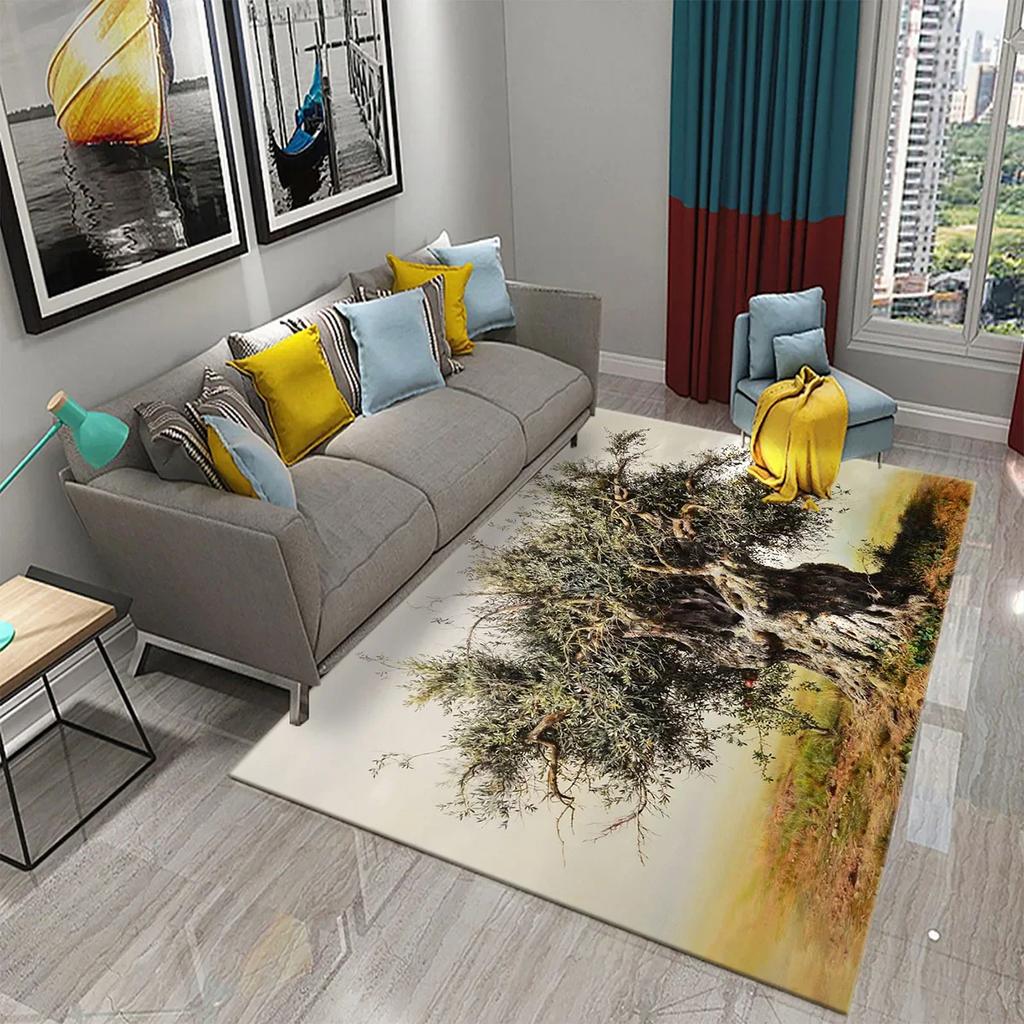 Colorful Tree Abstract Oil Painting Carpet Living Room Bedroom Decor Rug Room Floor Mats Kitchen Bathroom Entrance Non-slip Mats