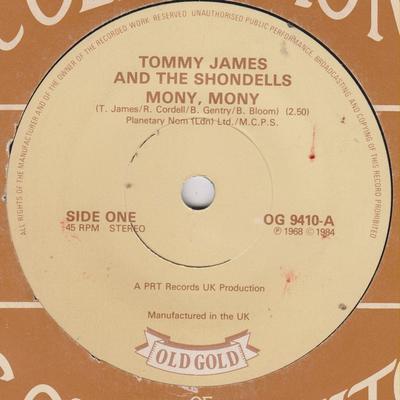 7-дюймовая пластинка TOMMY JAMES & THE SHONDELLS - Mony Mony OG9410 Old Gold 1984 UK Рок Б/У