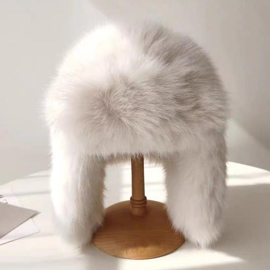 Плюшевая шапка Lei Feng, однотонная женская зимняя шапка, термошапка из искусственного меха лисы с длинной защитой ушей