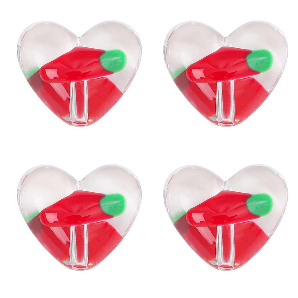 2Pcs Resin Love Heart Beads Cherry Christmas Tree Charms For DIY Necklace Bracelet Earrings Jewelry Making Craft Accessories