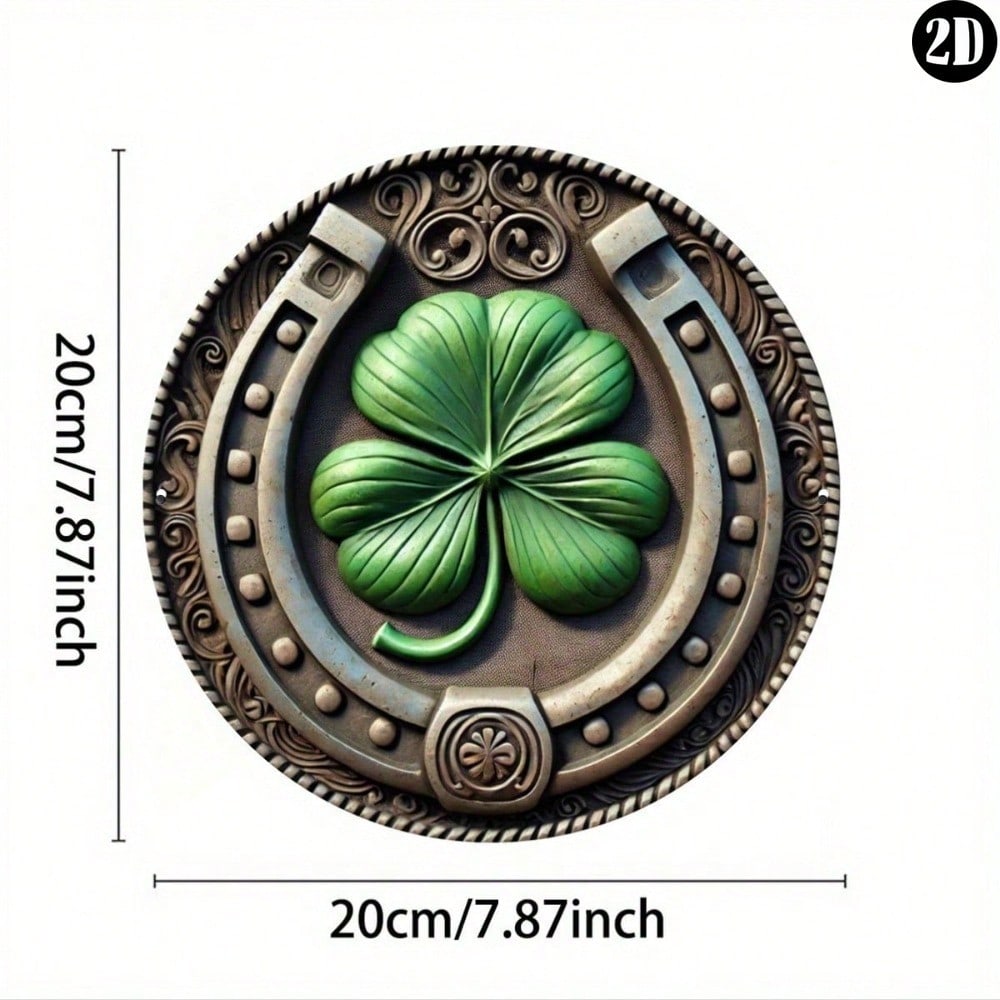 Винтажное Подкова Клевер Металлическое Настенное Искусство Зеленый Рустикальный Декор Дом Кафе Гараж Улица