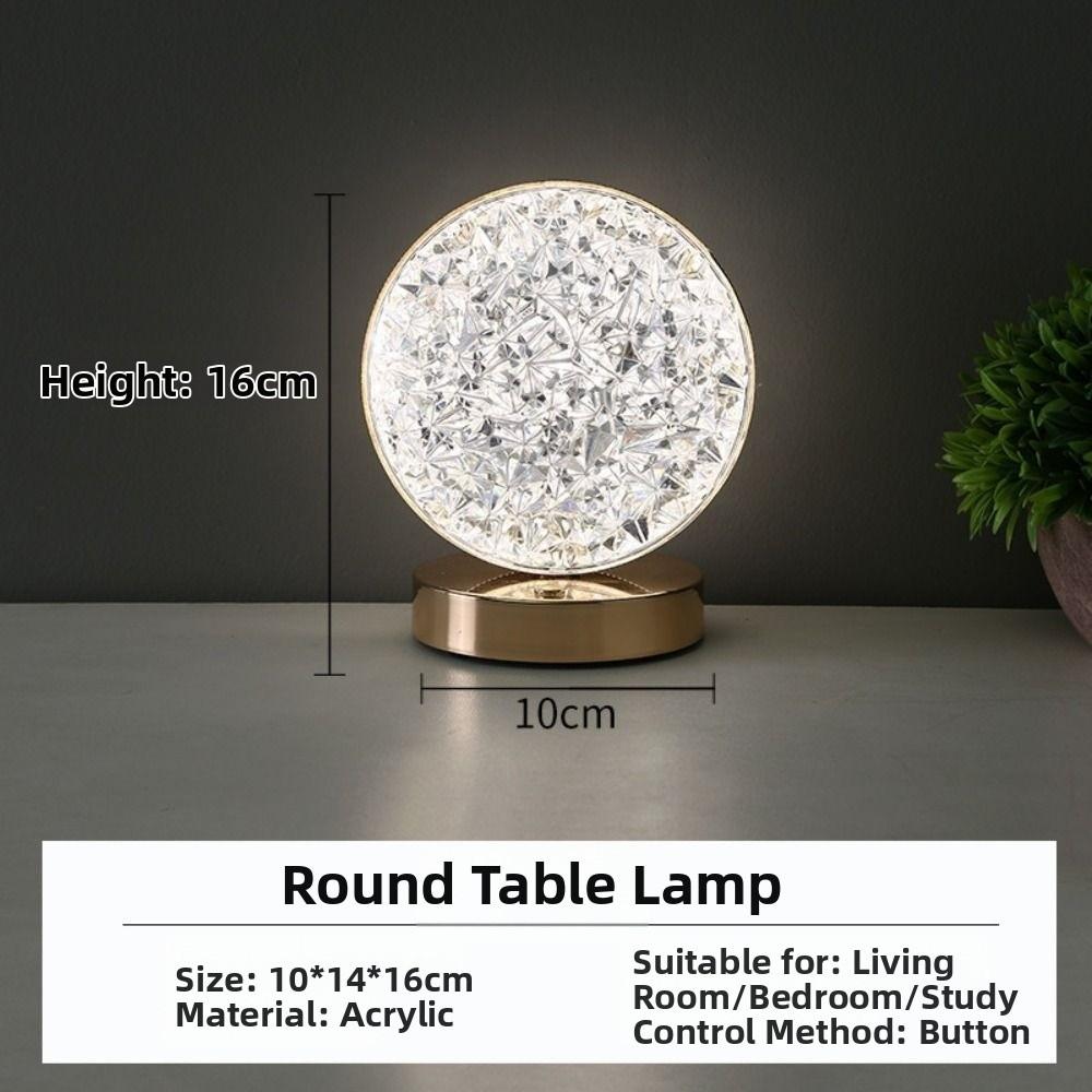 Creative Gift 3 Color Dimmable Led Touch Table Lamp Dimmable Touch Control Crystal Night Light USB Rechargeable Beside Lamp