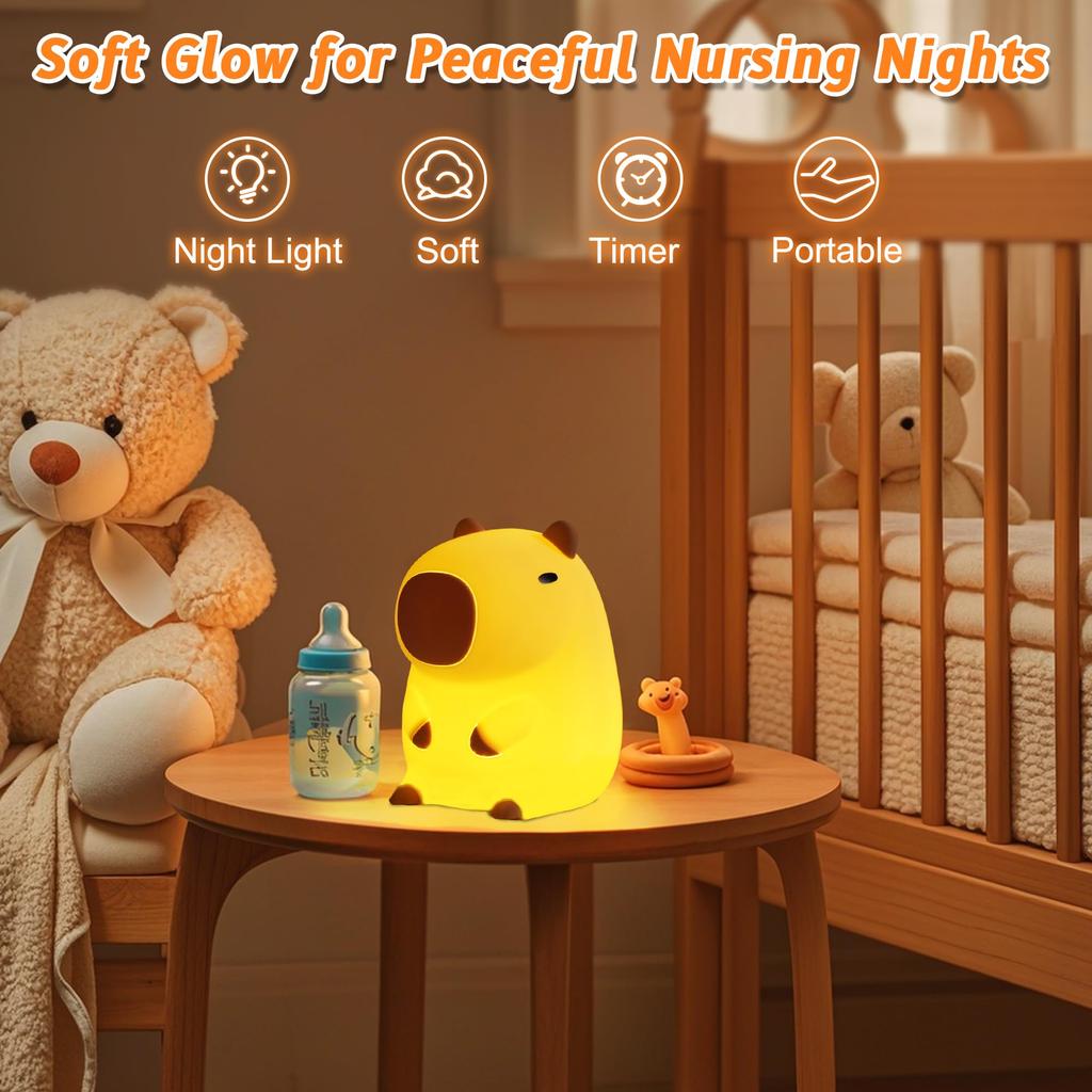 Lovely Capybara Silicone Night Anywin Animal Nursery Lamp 2 Brightness 20 Minutes Timer Decorate Kids Living Festival Gift for Boys and Girls Light,