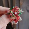 Rinhoo Enamel Christmas Crutch Brooches Pins Rhinestone Lucky Fruit Hat Glove Boot Sock Angel Sled Gift Box Badge New Year Gifts