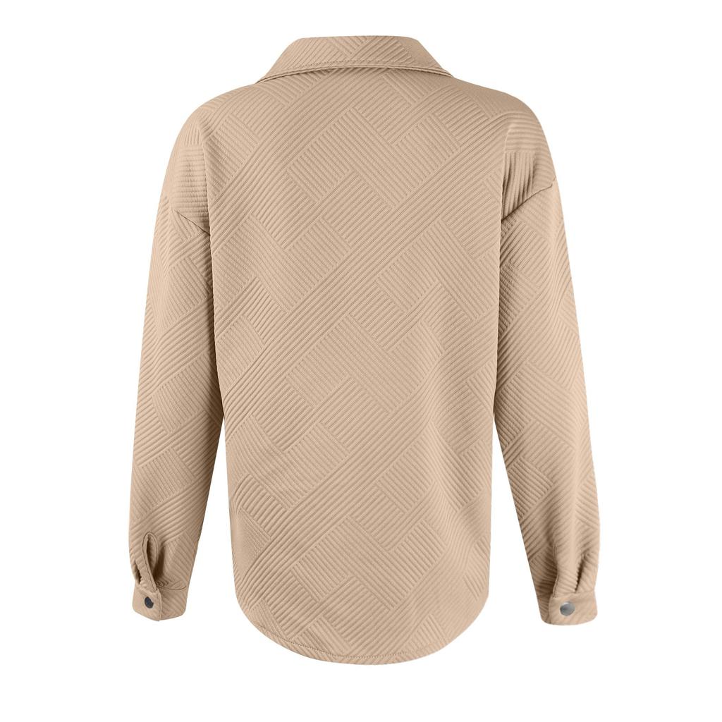 Женская мода повседневная однотонная куртка с лацканами и свободными одинарными пуговицами с длинными рукавами