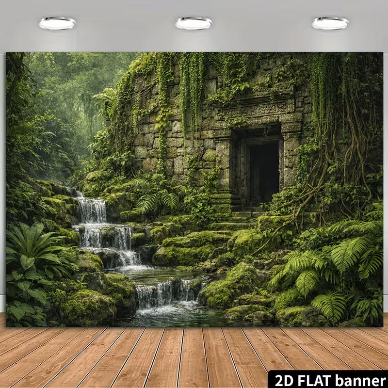2D Mayan Ruins Backdrop for Adventure, Fantasy and Jungle Themed Photography