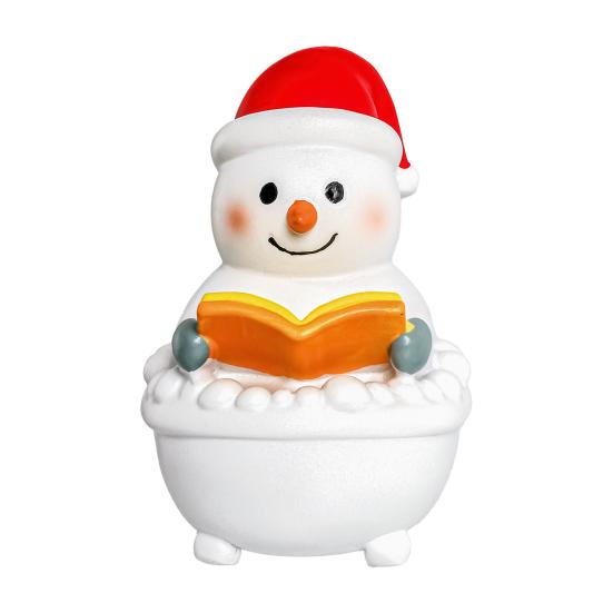 Christmas Night Light Santa Prayer/Jesus Prayer/Bathtub Snowman/Santa Reading LED Table Lamp Winter Resin Sculpture for Mantel Shelf Bedside Decor