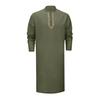 Men's Kaftan Robe O-Neck Long Sleeve Abaya Breathable Button-up Thobe Arabic Ihram Clothing for Casual Occasions Prayers