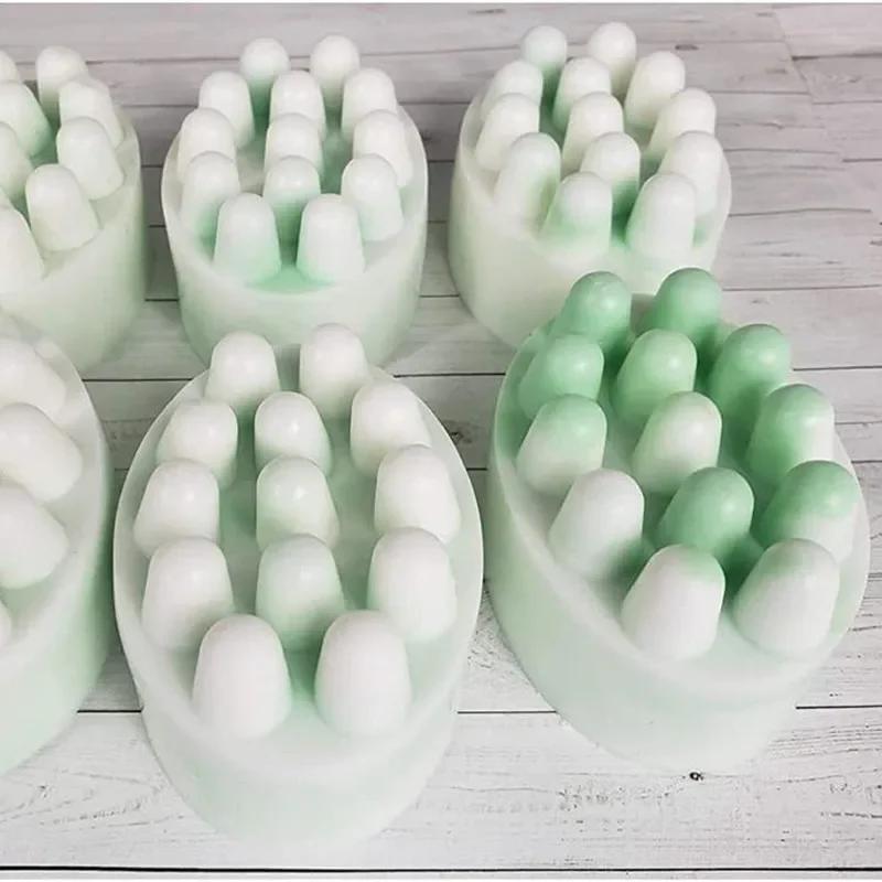 4 -Cavities Silicone Massage Soap Mold Oval Candy Making Mould Caking Baking Tray Muffin Cups