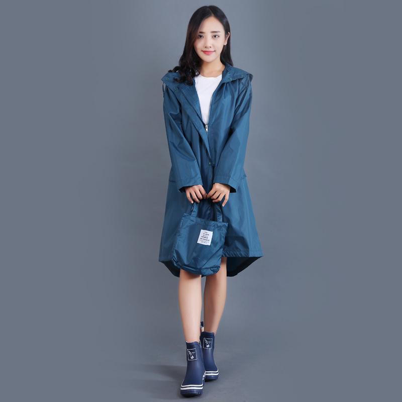 Women's Long-Length Cute Raincoat - Lightweight, Waterproof, Breathable Poncho for Hiking and Japanese Fashion Style.